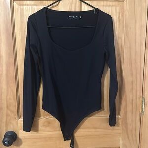 Abercrombie & Fitch Black Long-Sleeve Scoop Neck Bodysuit